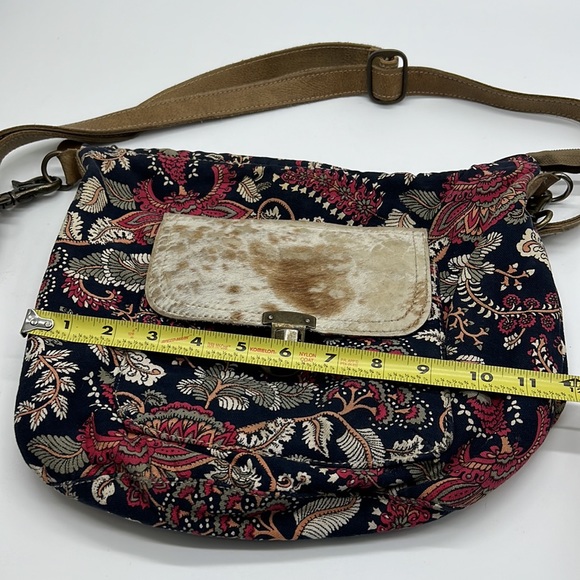 ⭐️Myra Bag crossbody messenger purse floral blue pink furl flap pocket leather - Picture 10 of 10